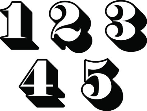 Black And White Numbers Digits 1 2 3 4 5 Stock Illustration - Download ...