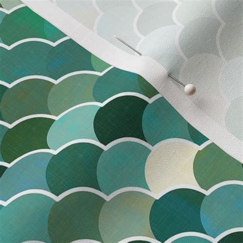 Fish Scale Pattern in Teal Shades / Fabric | Spoonflower