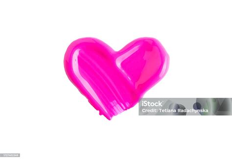 Bright Pink Lipstick Smudge Or Color Paint Heart Shape Texture On Isolated On White Background ...