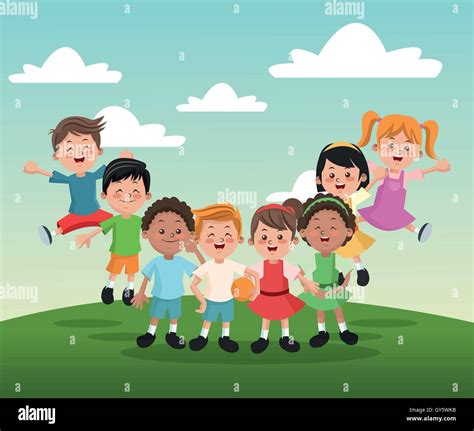 Group of happy boys and girls cartoon kids Stock Vector Image & Art - Alamy