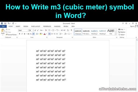 How to Write m3 (cubic meter) symbol in Word? - Computers, Tricks, Tips 31002