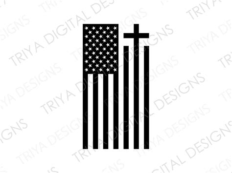 American Flag With Cross Silhouette SVG Cut File US Flag | Etsy