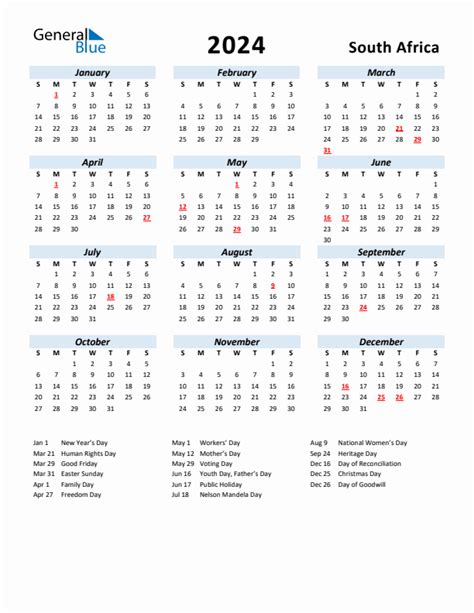 2024 Calendar With Public Holidays South Africa - Julian Calendar 2024