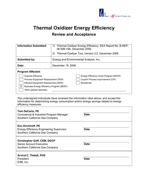 Thermal Oxidizer Energy Efficiency