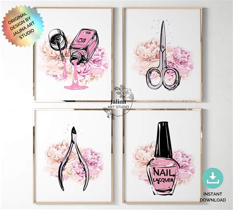 Nail Salon Decor Nail Salon Wall Art Set of 4 Posters Nail - Etsy | Nagelsalon decor ...