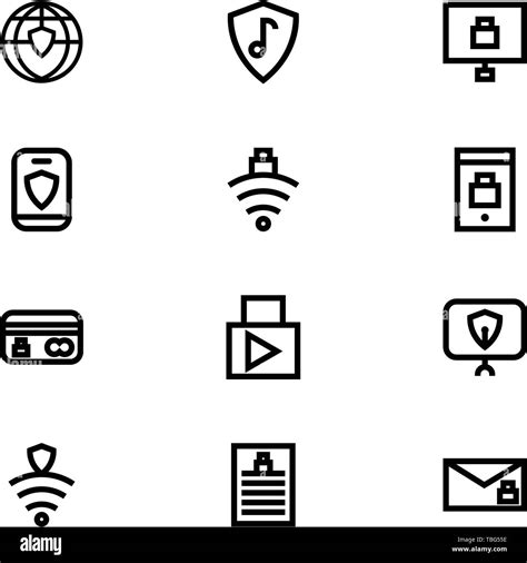 Security Sign Icons set - Business data protection technology and network security icons set ...