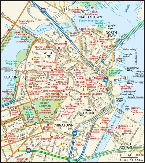 Boston Street Map With T Stops - London Top Attractions Map