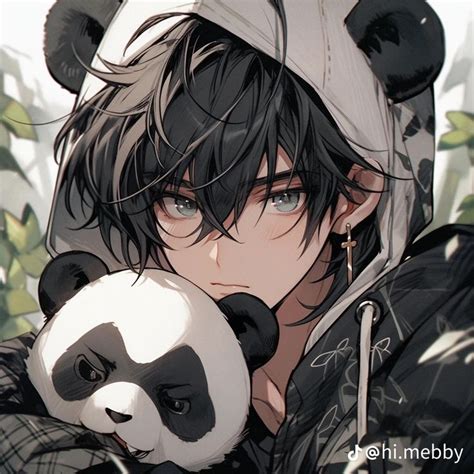 an anime character holding a panda bear