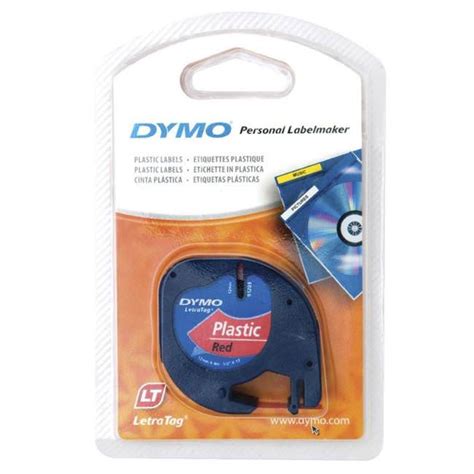 Dymo LetraTag Label Cartridge 12mm x 4m Red Tape