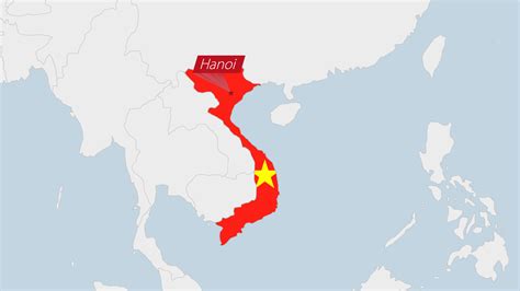 Vietnam map highlighted in Vietnam flag colors and pin of country capital Hanoi. 22222832 Vector ...