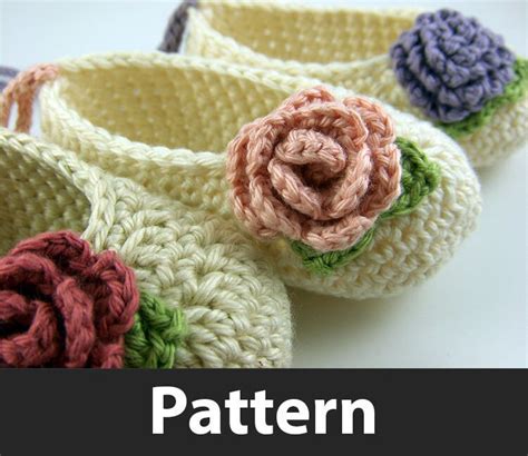 Crochet Pattern Baby Ballet Flats and Mini Crochet Roses - Etsy