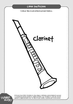 Clarinet Coloring Page by Simply Music | Teachers Pay Teachers