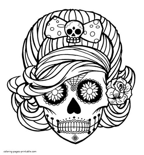 Sugar Skull Coloring Pages For Adults || COLORING-PAGES-PRINTABLE.COM