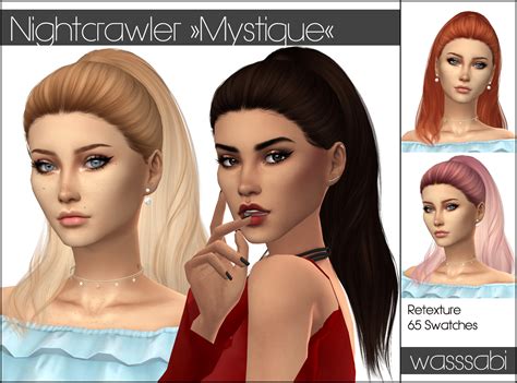 Wasssabi Sims: Nightcrawler`s Mystique hair retextured - Sims 4 Hairs