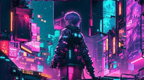 Premium Photo | The neonlit streets of a cyberpunk anime night city with this captivating 4K ...