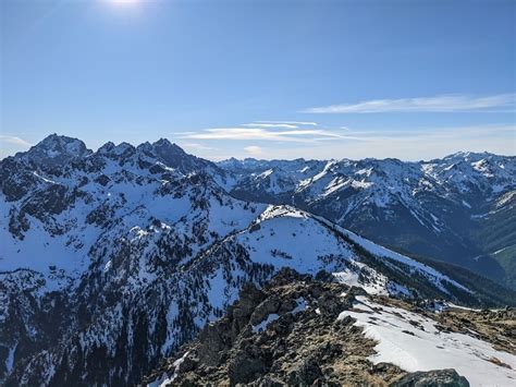 Free picture: Panoramic view of mountain peak with blue sky in natural park