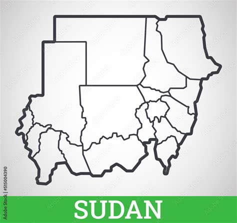 Simple outline map of Sudan. Vector graphic illustration. Stock Vector | Adobe Stock