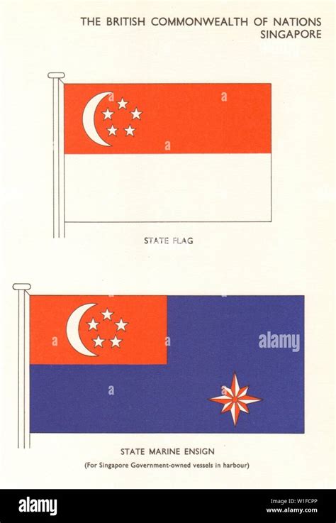 SINGAPORE FLAGS. State Flag, State Marine Ensign 1964 old vintage print Stock Photo - Alamy