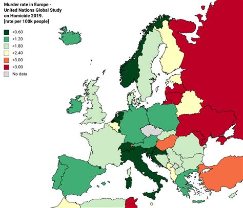 Murder rate in Europe, 2019. - Maps on the Web