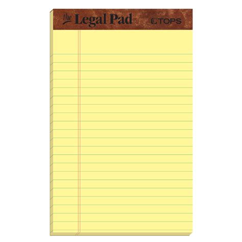 TOPS The Legal Pad Writing Pads, Jr. Legal Rule, 5 x 8, 50 Sheets, Canary, 12 Pack - Walmart.com ...