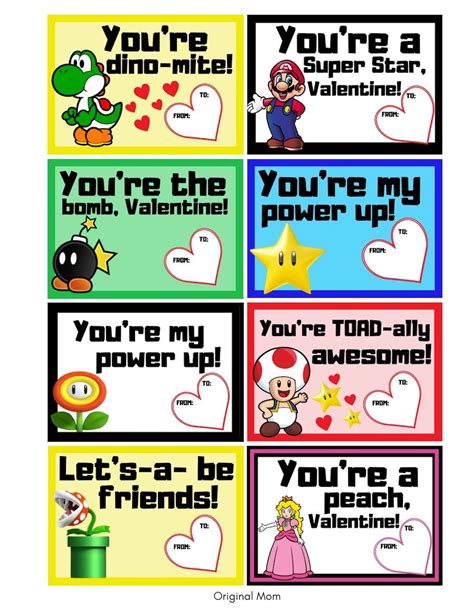 Cute Super Mario Free Printable Valentines - OriginalMOM