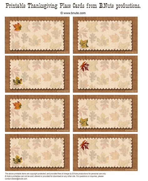 Printable Table Name Cards For Thanksgiving - Printable Card Free