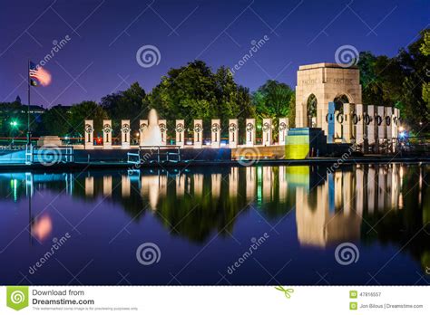 The National World War II Memorial at Night at the National Mall Stock Image - Image of travel ...