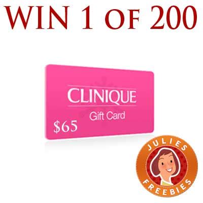 Enter to win 1 of 200 Clinique Gift Cards ($65 value each) - Julie's Freebies