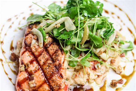 Grilled King Salmon and Lobster Risotto 2 - saltys.com