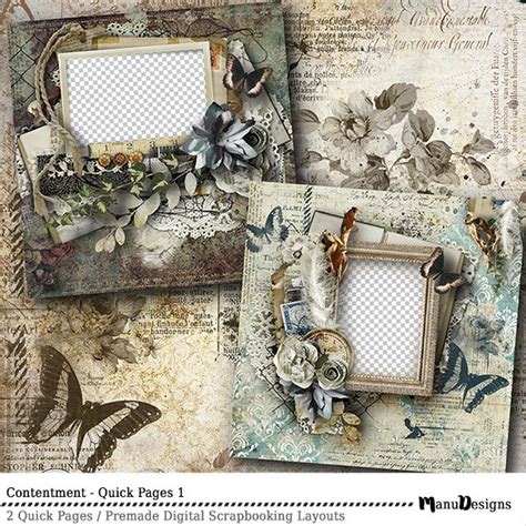 Digital Scrapbook Quick Page, 12x12 , Vintage Scrapbook Layout, Premade Scrapbook Page, Shabby ...