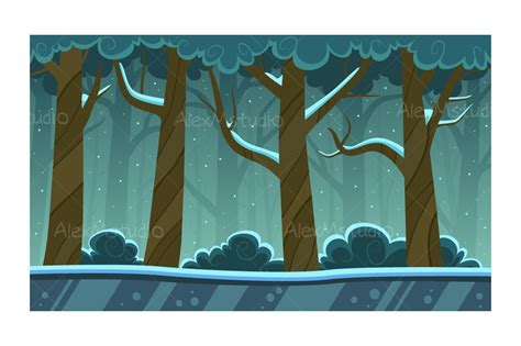 Winter Forest Cartoon Background | Illustrations ~ Creative Market