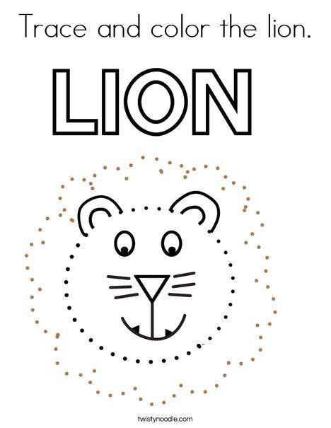 Trace and color the lion Coloring Page - Twisty Noodle | Lion coloring pages, Lion and the mouse ...