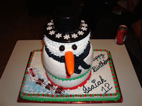 3D Christmas Snowman Birthday Cake on a sheet cake. | Snowman birthday ...