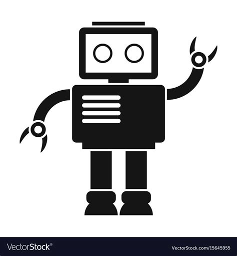 Funny robot in black flat silhouette style Vector Image