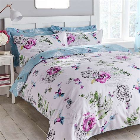 Heavenly Hummingbird Reversible Duck Egg Duvet Cover and Pillowcase Set ...