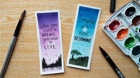 DIY Watercolor Bookmarks with Inspirational Quotes - YouTube