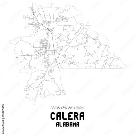 Calera Alabama. US street map with black and white lines. Stock ...