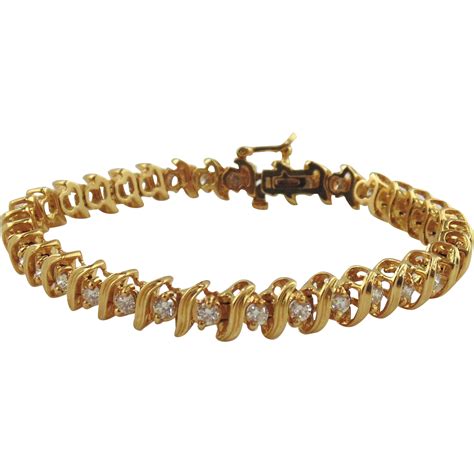 14kt Yellow Gold Diamond Tennis Bracelet-3cts from seasideartgallery on Ruby Lane