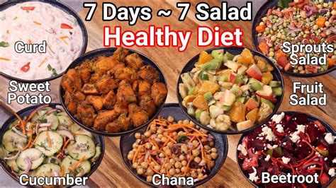 7 Days 7 Healthy Salad Recipes Weight Loss Diet Salad | Vegetarian ...