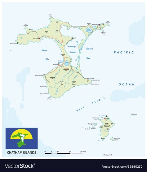 Map of new zealand archipelago chatham islands Vector Image