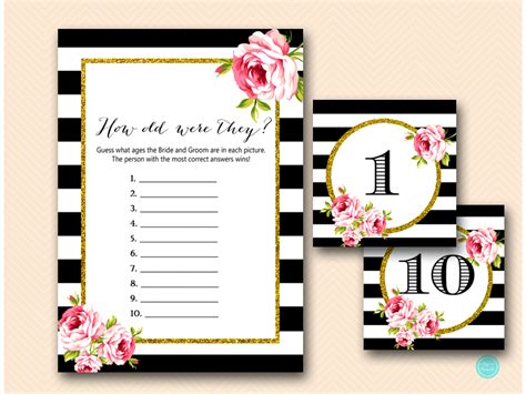 Black Stripes Floral How old were they Game - Magical Printable