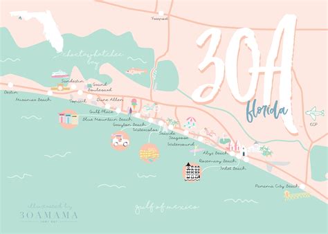 30A Map Illustration – 30A Mama