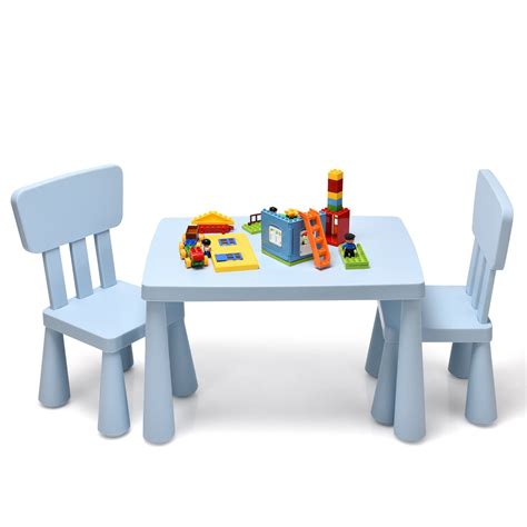 Gymax Kids Table & 2 Chairs Set Toddler Activity Play Dining Study Desk ...