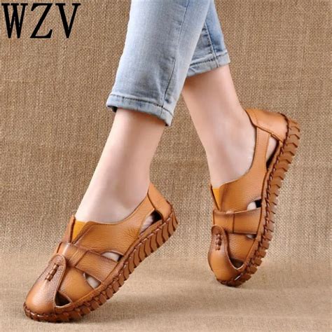 women summer shoes soft leather comfort sandals women female handmade ...