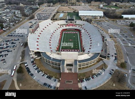 An aerial view of Memorial Stadium on the campus of Indiana University ...