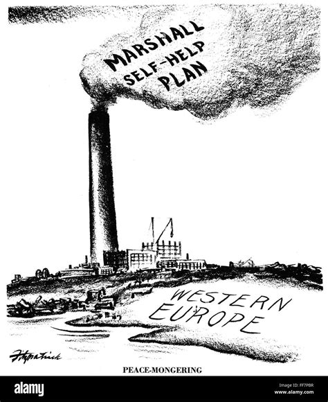 MARSHALL PLAN, 1947. /n'Peace-Mongering.' American cartoon by Daniel R. Fitzpatrick, 1947, on ...