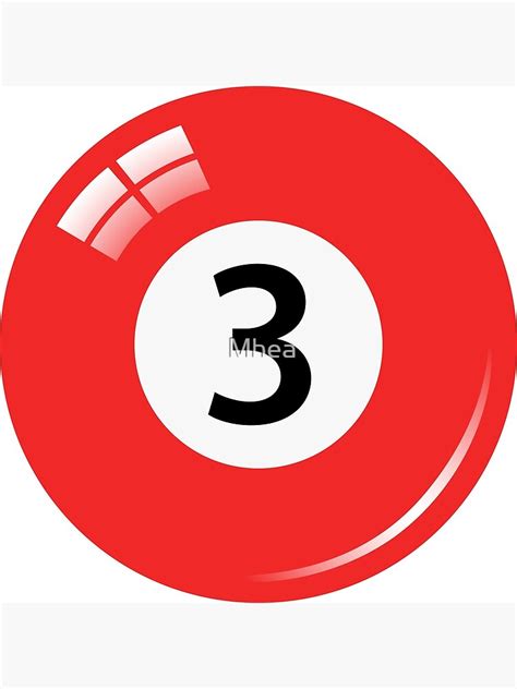 "Red pool/billiard ball number 3 sticker" Acrylic Block for Sale by Mhea | Redbubble