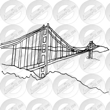 Golden Gate Bridge Outline for Classroom / Therapy Use - Great Golden Gate Bridge Clipart