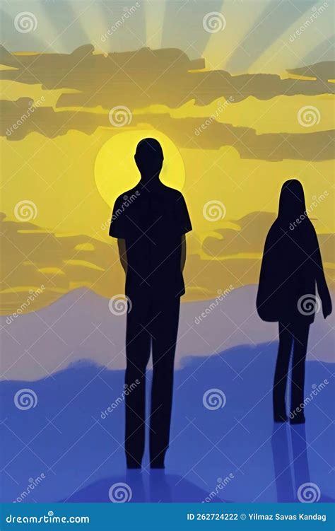 Silhouette of People in Summer and Sunset Stock Vector - Illustration ...