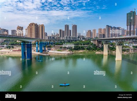 View of the Jialing river and city buildings in Chongqing Stock Photo ...